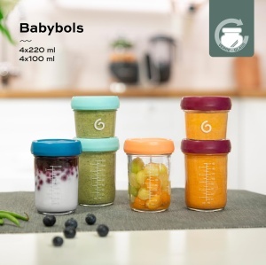 Set Babymoov Babybols 4x220ml 4x100ml Containere din Sticla pentru Pastrare si Congelare - Img 2