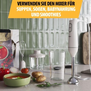 Set blender de mana Tristar, poate fi spalat in masina de spalat vase, include blender detasabil din otel inoxidabil, tel, tocator, ceasca de masurare, 350 W, MX-4881 - Img 3