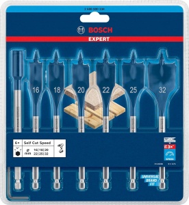 Set burghie plate Bosch EXPERT Self Cut Speed, 7 piese, 16-32 mm, pentru lemn moale - Img 2