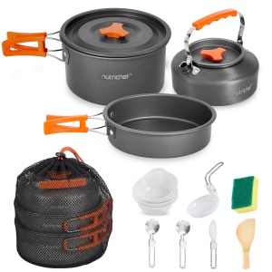 Set Camping NutriChef, 10 Piese, Aluminiu, Usor, Antiaderent