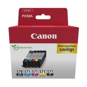 Set cartuse imprimanta Canon PGI-570 BK CLI-571 BK C M Y PGBK, 5 culori, originale, compatibile PIXMA MG TS