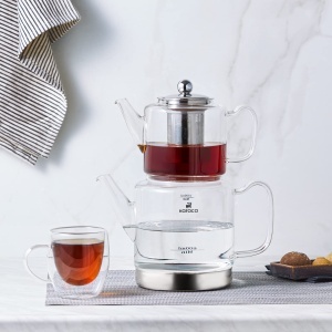 Set Ceainic Karaca Dora din Borosilikat, 2 L si 1 L, cu Filtru din Otel Inoxidabil - Img 2