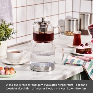 Set Ceainic Karaca Kelly XL din Borosilikat, 2 L Kettle si 1 L Ceainic cu Filtru - Img 5