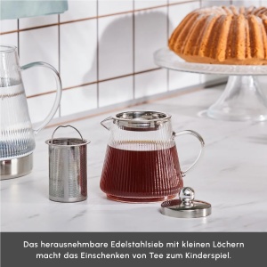 Set ceainic Karaca Keops din borosilikat, 1.5L si 0.45L, cu sita din otel inoxidabil - Img 8