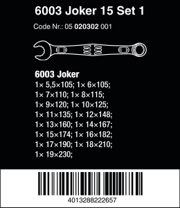 Set Chei Fixe Wera 6003 Joker, 15 piese, pentru spatii inguste, cu unghi de 15 - Img 2