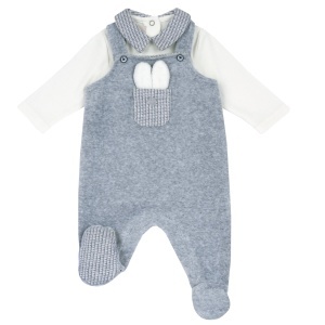 Set Chicco pentru copii - Tricou si Latzhose din bumbac, cu urechi de iepure 3D