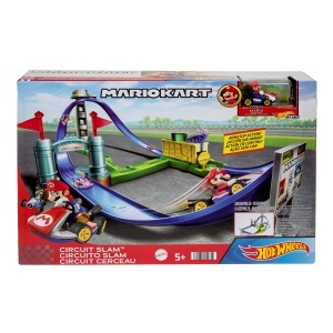 Set Circuit Slam Hot Wheels Mario Kart cu vehicul inclus, pentru copii de 3 ani - Img 6