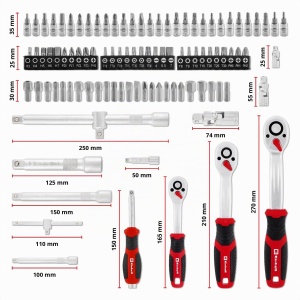 Set cliche si biti Einhell 181 piese, 370643, rosu - Img 14