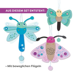 Set creativ HABA Hampeltier Schmetterlinge 3 fluturi mobili, inclusiv fotokarton si snur - Img 3