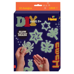 Set Creativ Hama cu 1500 Perle Stralucitoare, 3 Placi si Model