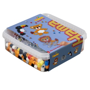 Set Creativ Hama cu Perle Maxi, 600 Bucle Colorate, Placa Lowe si Elefant
