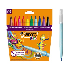Set Creioane Aquarell BIC Kids Visaquarelle, 10 culori, cu varf flexibil