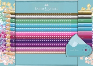Set Creion Colorat Faber-Castell Sparkle, 20 Creioane, 1 Ascutitor, Metal