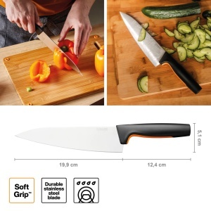 Set cutite bucatarie Fiskars Functional Form 5 piese otel inoxidabil japonez maner ergonomic negruorange - Img 3