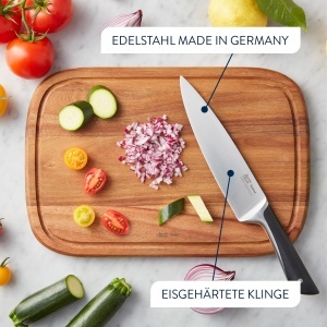 Set cutite bucatarie Jamie Oliver by Tefal K267S556 5 piese lame otel german bloc din lemn de acacia maro - Img 5