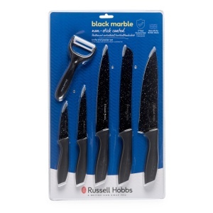 Set cutite si decojitor Russell Hobbs, 6 piese, lame antiaderente, manere ergonomice, negru - Img 2