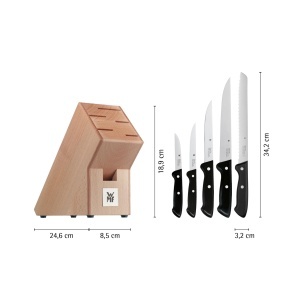 Set cutite WMF Classic Line 6 piese otel special bloc din lemn de mesteacan - Img 6