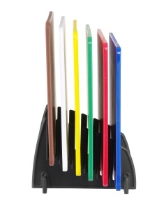Set de 6 Tavite Colorate HENDI cu Suport, HACCP, LDPE, 450x300x10mm - Img 3