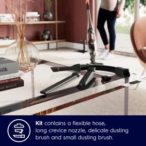 Set de accesorii Electrolux KIT19 pentru Q9 (set de duze pentru casa si masina, cutie de depozitare, furtun flexibil de aspiratie, perie moale pentru mobilier, instrument lung pentru crapaturi, atasament pentru perie de praf, negru) - Img 7