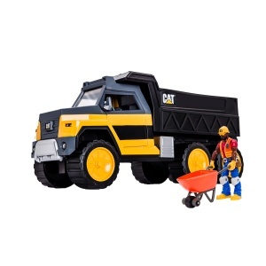 Set de Actiune Cat Workforce Hauler cu 18 Piese, Camion cu Sunete si Figurina