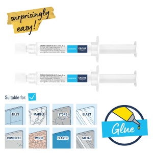 Set de adeziv GROHE QuickGlue 2x, pentru accesorii de baie, usor de aplicat - Img 4