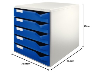 Set de birou Leitz 52800035 cu 5 sertare, organizare documente, culoare albastra - Img 2