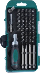 Set de biti Bruder Mannesmann M29893 49 piese otel crom-vanadiu maner ergonomic - Img 4