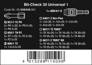Set de biti Wera Bit-Check 30, 30 piese, Rapidaptor, universal - Img 2