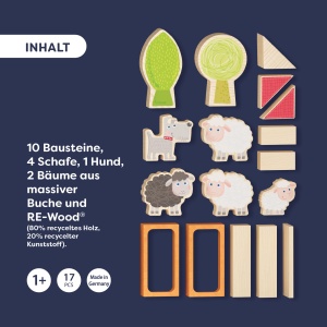 Set de Blocuri HABA My 1st Block World - Schafweide Walli, din lemn, pentru copii de la 1 an - Img 3