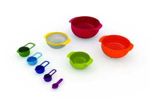 Set de bucatarie compact Joseph Joseph Nest 9 Plus 9 piese design inovator Rosu - Img 2