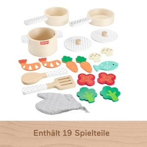 Set de bucatarie din lemn Fisher-Price HXT83 19 piese pentru copii de la 3 ani - Img 5