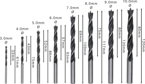 Set de burghie elicoidala pentru lemn Bosch 8x PRO (pentru lemn de esenta moale, lemn de esenta tare, O 3,0, 4,0, 5,0, 6,0, 7,0, 8,0, 9,0, 10,0 mm, accesorii profesionale Masina de gaurit/surubelnita) - Img 3