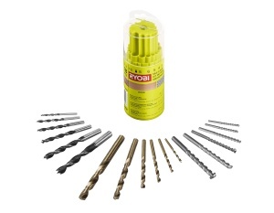 Set de burghie RYOBI RAK18DMIX, 18 piese, HSS, pentru metal si zidarie