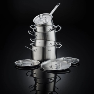 Set de cratite din otel inoxidabil Fissler Original-Profi Collection, 5 bucati, oale cu capac metalic (3 cratite, 1 caserola, 1 cratita - fara capac) - inductie - Img 2