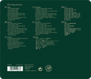 Set de creioane cu carbune Faber-Castell Pitt Kohle, 24 piese, cutie metalica - Img 3