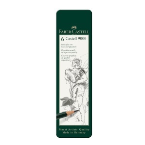 Set de creioane Faber-Castell Castell 9000, 6 bucati, diverse dureti - Img 2