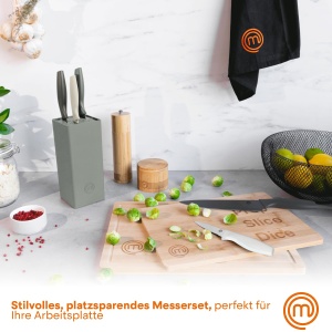 Set de cutite de bucatarie MasterChef, 5 piese, inox, cu suport, negru - Img 2