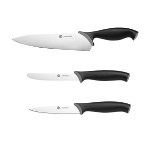 Set de cutite Fiskars Essential 3 piese otel inoxidabil negru