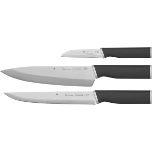 Set de cutite WMF Kineo Bucatarie 3 piese, fabricat in Germania, 3 cutite de bucatarie ascutite, taietura de performanta, design cinetic, otel special cu lama