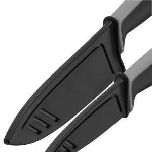 Set de cutite WMF Touch 2 bucati, cutit de bucatarie cu capac de protectie, lama speciala din otel acoperit antiaderent, ascutit, cutit de bucatar, cutit de curatat, negru - Img 5