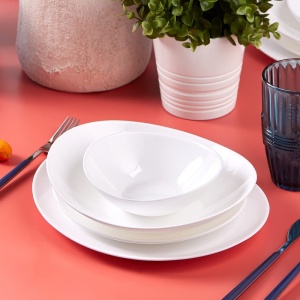 Set de Farfurii Karaca Pure 24 piese, pentru 6 persoane, din sticla, alb
