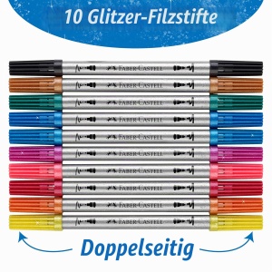 Set de Filzstifte Faber-Castell cu Glitter, 10 Culori, Doppelfasermaler - Img 2