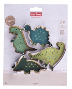 Set de forme pentru biscuiti Zenker din otel inoxidabil, 4 piese, design dinosaur - Img 8