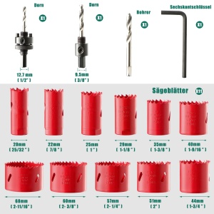 Set de freze bimetalice HYCHIKA 17 piese diametru 20-68 mm adancime maxima de taiere 40 mm - Img 4