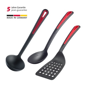 Set de gadgeturi de bucatarie Westmark, 3 buc., 1x spatula fiecare, lingura de prajit si legume + polonic de supa, plastic, galant, negru/rosu, 295622E6 - Img 2