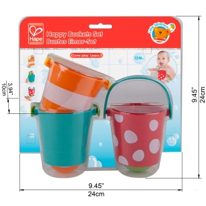 Set de galeata colorata Hape | Jucarie de baie cu roata de apa din trei piese pentru copii mici, multicolor - Img 5