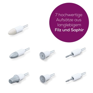 Set de inlocuire Beurer MP 44 pentru manichiura si pedichiura, 7 accesorii din saphir si filz - Img 2