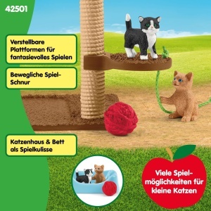 Set de joaca cu animale Schleich Farm World - 15 piese, inclusiv pisici si arbore de zgariere - Img 4