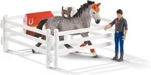 Set de joaca cu ponei Schleich Horse Club Mias Voltigier-Reitset 42443, 18 piese - Img 6