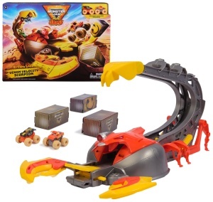 Set de Joaca Monster Jam El Toro Loco, 2 Camioane Mini, Rampenkatapult cu Accelerare Electronica